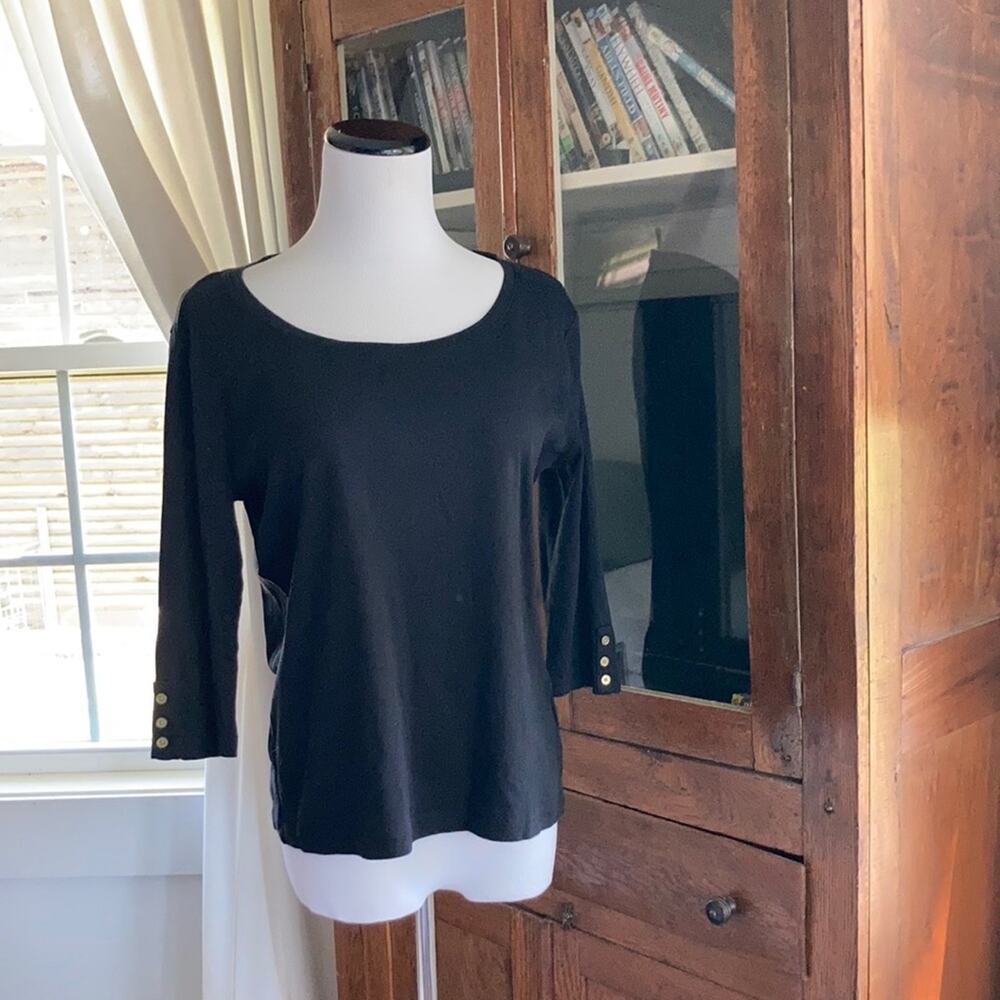 Jones New York Black 3/4 Sleeve Pullover, Size M
